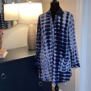 Soft Surroundings Navy and White Patterned Tunic